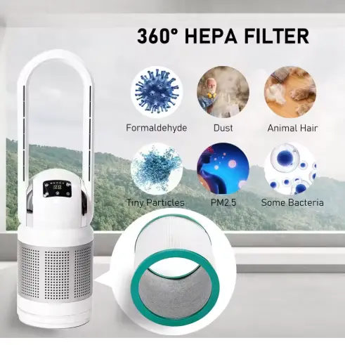 Multifunctional Smart Home Hepa Filter Air Purifier With Bladeless Heater And Cooler Fan Multifunctional Smart Home Hepa Filter Air Purifier With Bladeless Heater And Cooler Fan
